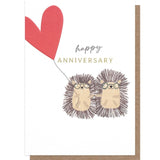 Caroline Gardner Hedgehogs Happy Anniversary Card standard letter size, UK version