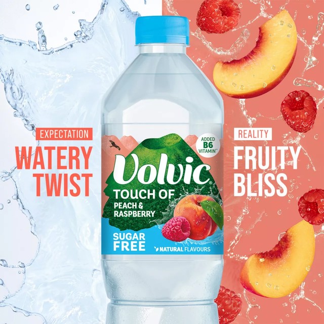 Volvic peach raspberry sugar free flavoured water 1.5L (British brand)