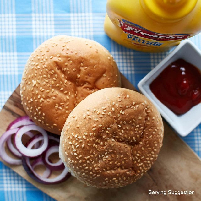 Ocado seeded white burger buns 6 per pack, imported from the UK