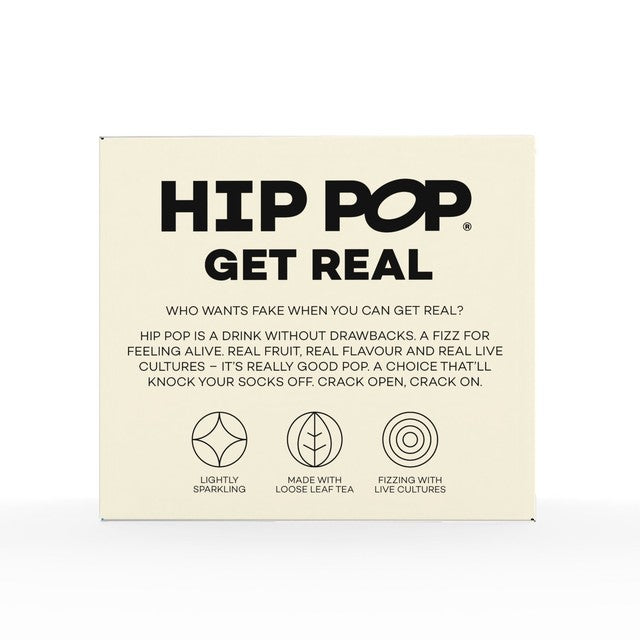 Hip Pop apple and elderflower kombucha drink 4 x 330ml, UK version