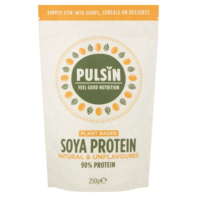 Pulsin unflavoured soya protein powder 250g, imported from the UK