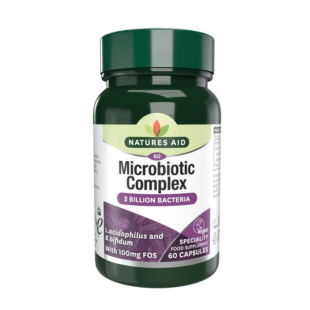 Natures Aid Microbiotic Complex Probiotic Capsules 60, imported from the UK