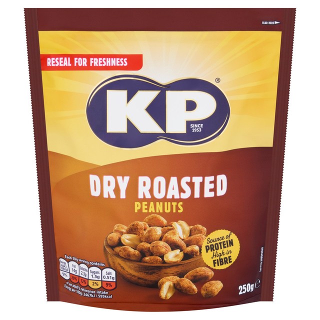 KP dry roasted peanuts 250g, UK version