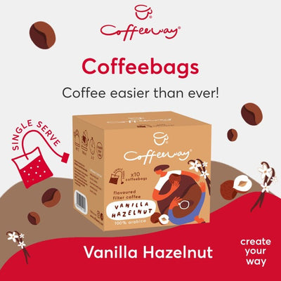 Coffeeway Vanilla Hazelnut Single Serve Flavoured Coffee Bags 10 Pack
