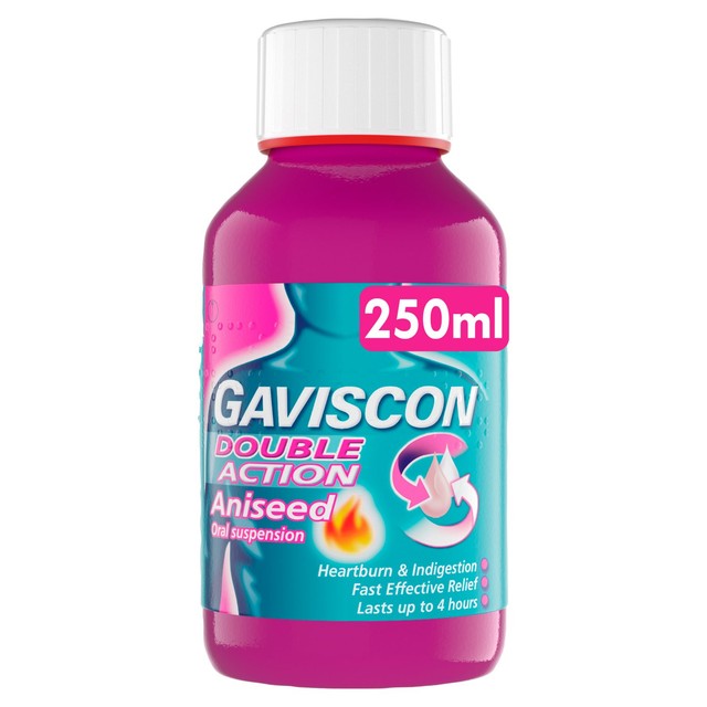 Gaviscon Double Action Aniseed liquid antacid 250ml, UK version