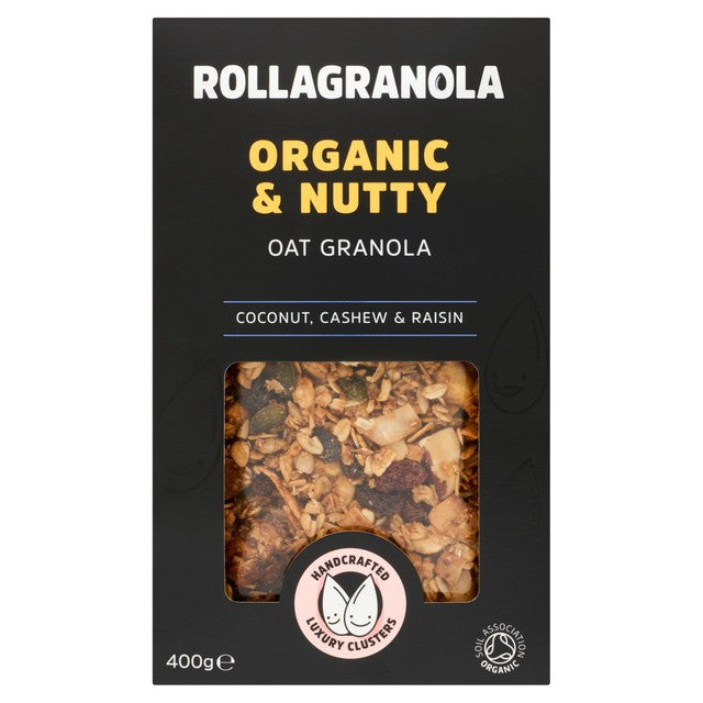 Rollagranola Organic and Nutty Oat Granola 400g, imported from the UK