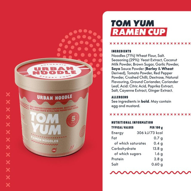 Urban Noodle Tom Yum ramen pot 87g (British brand)