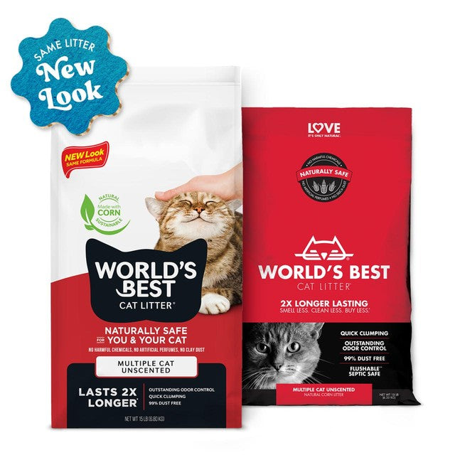 Worlds Best unscented clumping cat litter 6.8kg (British brand)
