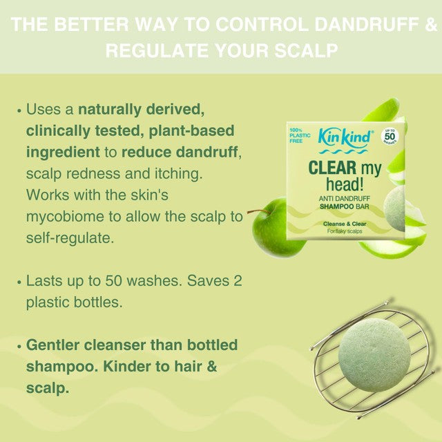 KinKind Clear My Head anti dandruff shampoo bar 50g, UK version