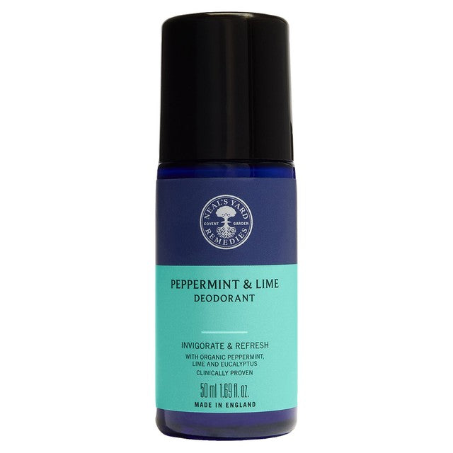 Neal's Yard Remedies peppermint and lime roll-on deodorant 50ml, imported from the UK