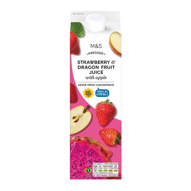 M&S strawberry & dragon fruit juice 1L, imported from the UK