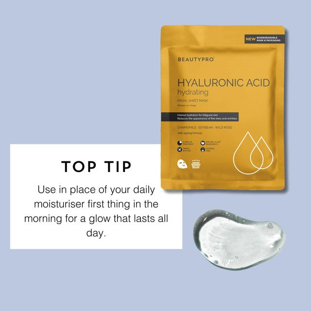 Beauty Pro Hyaluronic Acid Hydrating Facial Sheet Mask - British product