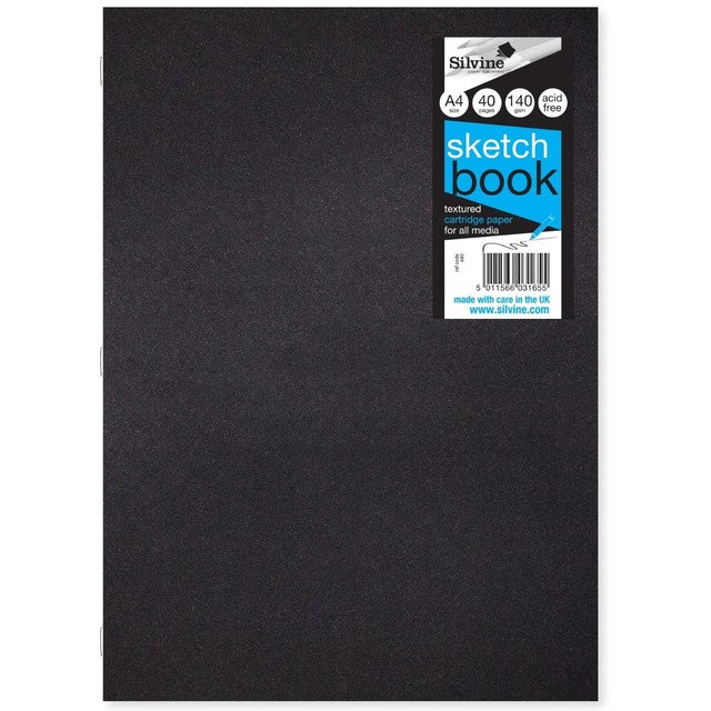 Sinclairs Silvine A4 Portrait sketchbook 40 pages 140gsm paper (British brand)