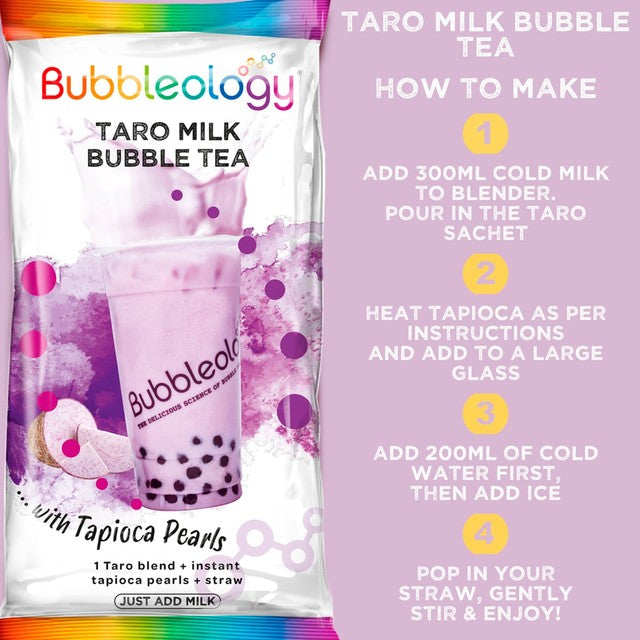 Bubbleology Taro Milk Bubble Tea with Tapioca Pearls 80g - British product