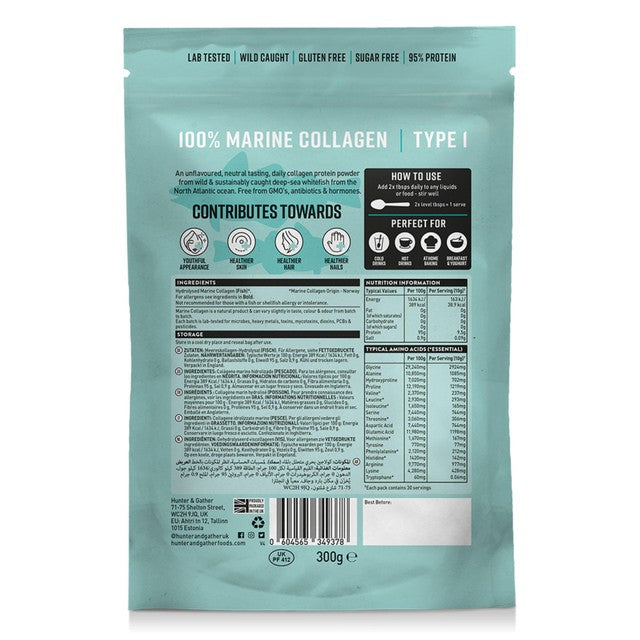 Hunter and Gather 100% Wild Caught Marine Collagen Powder 300g, UK version