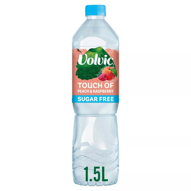 Volvic peach raspberry sugar free flavoured water 1.5L (British brand)