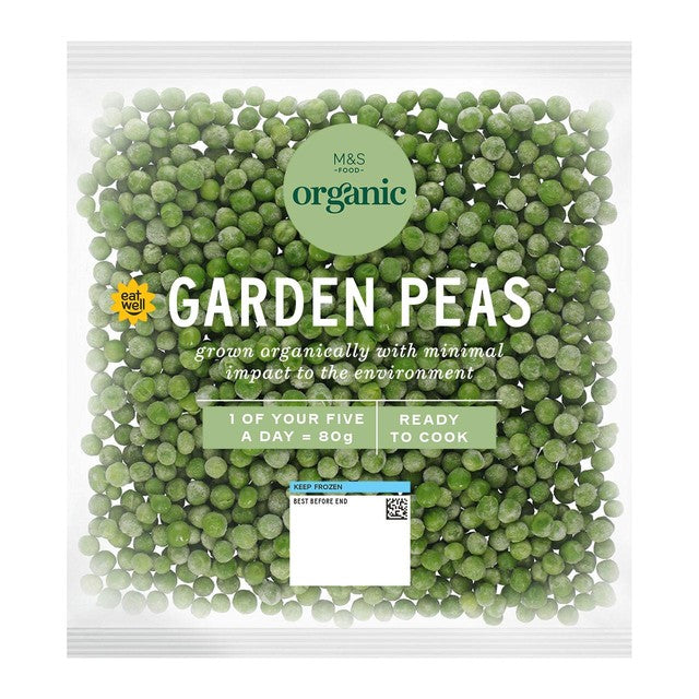 M&S organic garden peas 500g, imported from the UK
