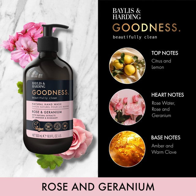 Baylis & Harding rose and geranium hand wash 500ml - British product
