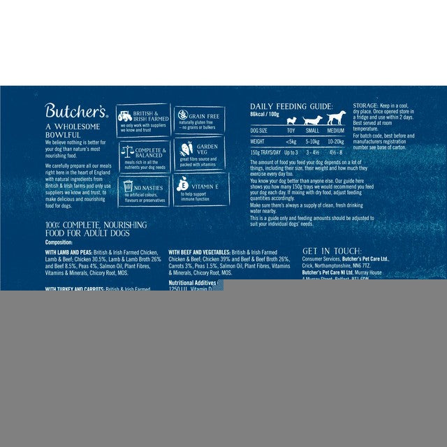 Butcher's dog food trays 12 x 150g - British product