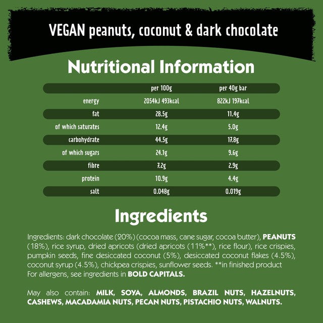 Eat Natural vegan bar peanuts coconut dark chocolate, imported from the UK