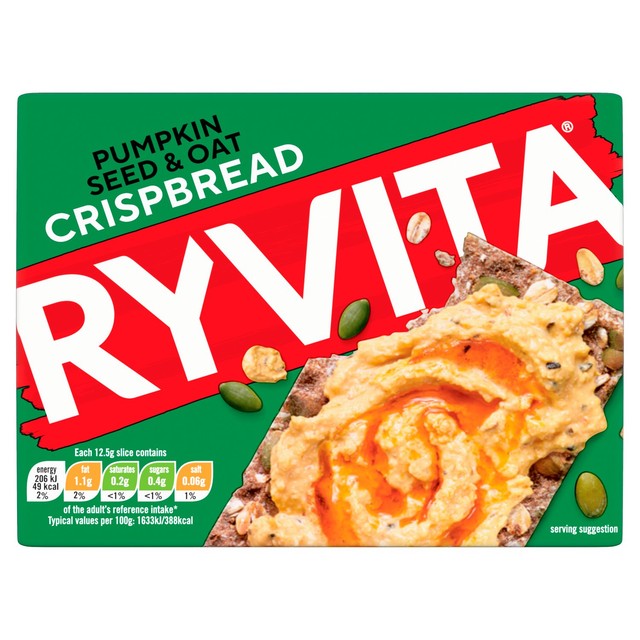 Ryvita Crispbread Pumpkin Seed & Oat 200g, imported from the UK