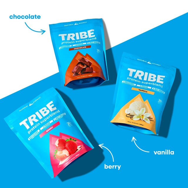 TRIBE Superblend vanilla protein powder, UK version