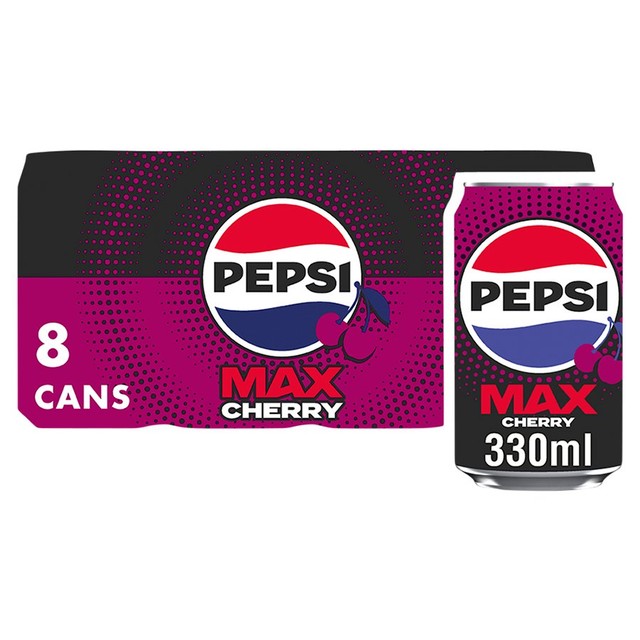 Pepsi Max Cherry sugar-free cola 8x330ml, imported from the UK