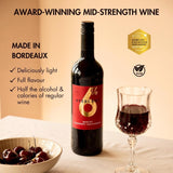 6Percent mid-strength red wine Merlot Cabernet Sauvignon, imported from the UK