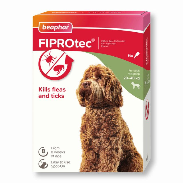 Beaphar FIPROtec spot-on flea treatment for large dogs, imported from the UK