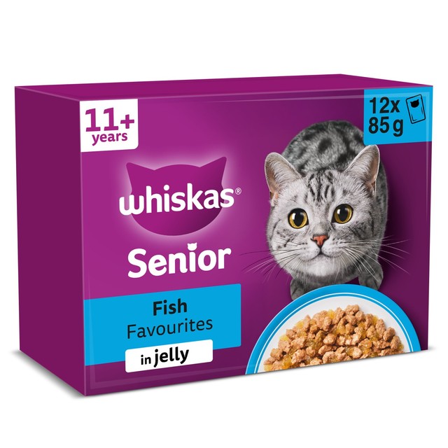 Whiskas senior cat food pouches fish flavours 12x85g (British brand)
