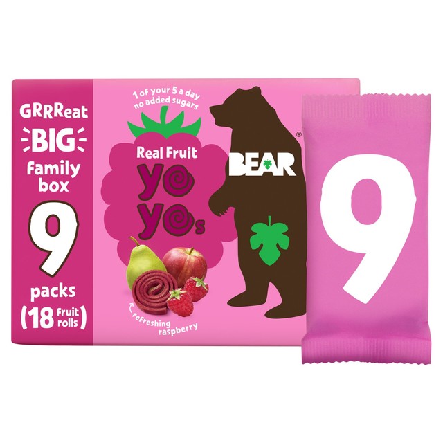 Bear Yoyos fruit rolls raspberry family pack (British brand)