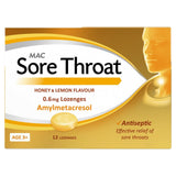 Castle Mclellan Sore Throat Lozenges honey lemon 12, imported from the UK