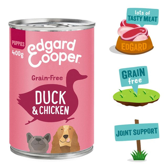 Edgard & Cooper puppy wet dog food with duck and chicken 400g - British product