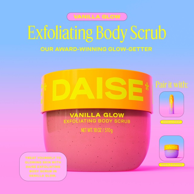 Daise exfoliating body scrub vanilla glow jar (British brand)