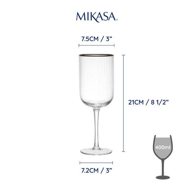 Mikasa Sorrento white wine glasses set of 4, 400ml each, imported from the UK