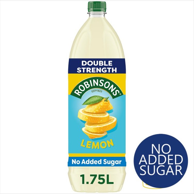 Robinsons Lemon No Added Sugar Double Concentrate Squash 1.75L, imported from the UK