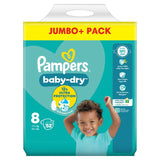 Pampers Baby-Dry nappies Size 8 Jumbo+ Pack, imported from the UK