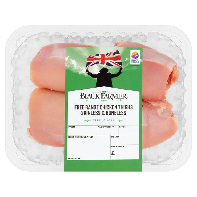 The Black Farmer free-range skinless boneless chicken thighs 360g (British brand)