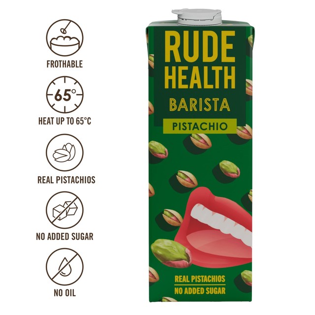 Rude Health pistachio barista drink (British brand)