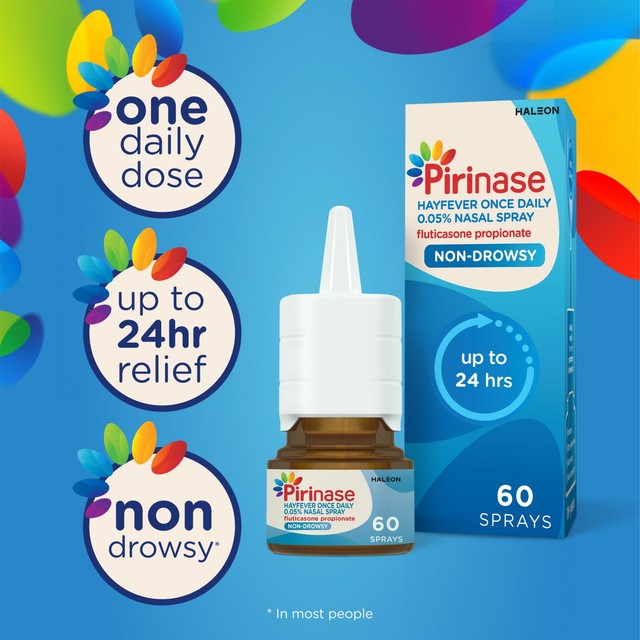 Pirinase hayfever once daily nasal spray 60 sprays, UK version