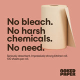 Naked Paper Unbleached Bamboo Kitchen Roll 6-pack, imported from the UK