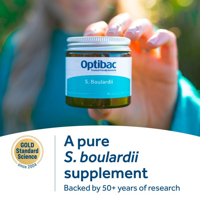 Optibac Saccharomyces Boulardii probiotic capsules 16 count, imported from the UK