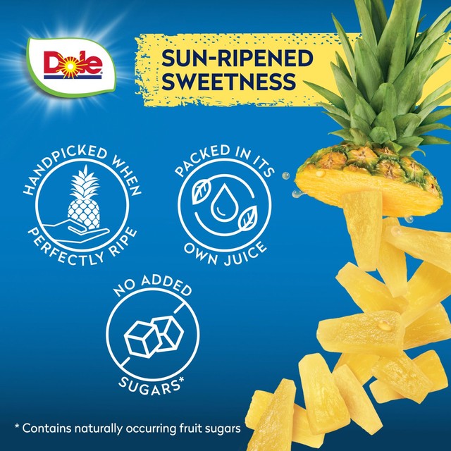 Dole canned pineapple chunks in juice 227g - British product