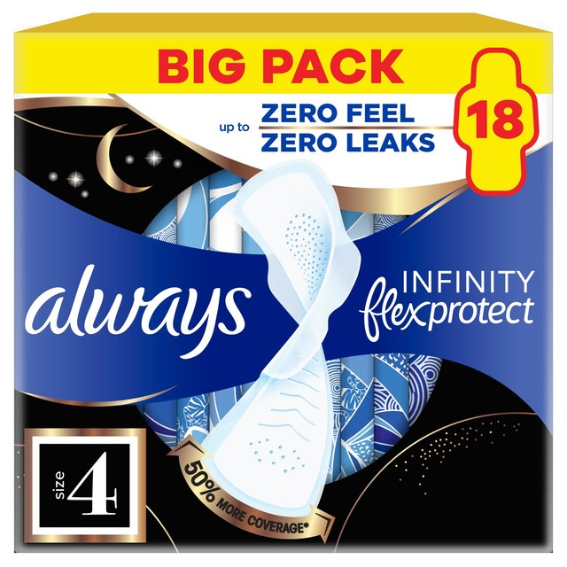Always Infinity Night Pads Size 4 18 Count - British product