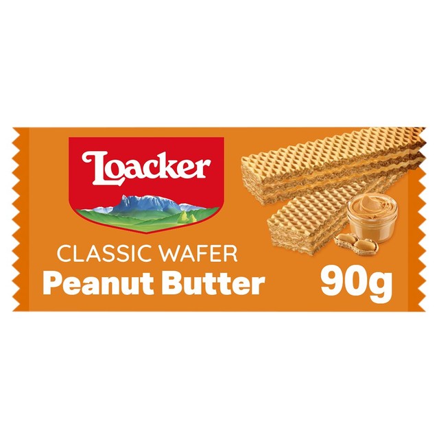 Loacker peanut butter wafer biscuits 90g, UK version