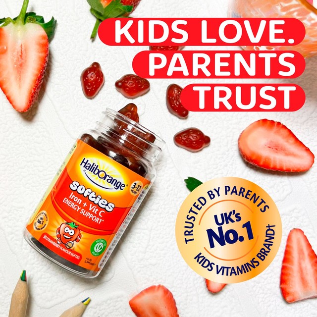 Haliborange strawberry vitamin gummies for kids 30 softies, UK version