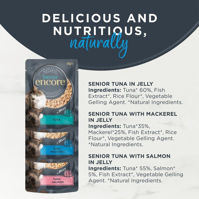 Encore senior cat food variety pack 5 x 50g - British product