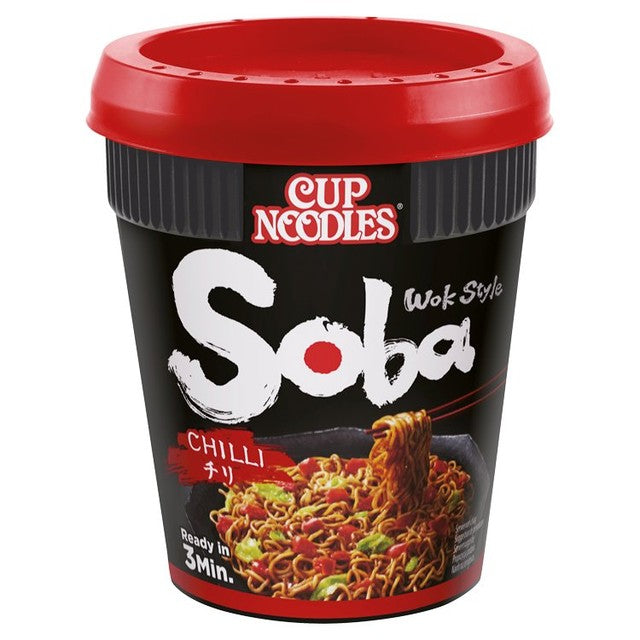 Nissin Soba chilli instant noodles pot, UK version