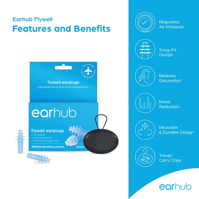 EarHub adult flight earplugs 1 pair - British product