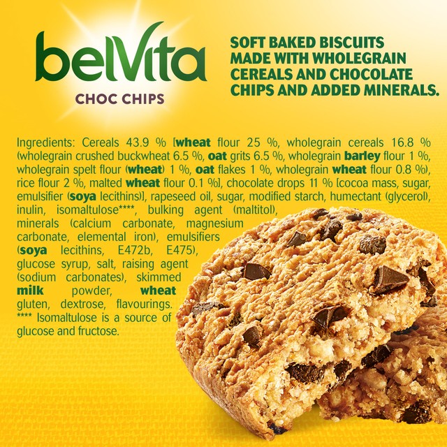 Belvita Choc Chips Soft Bakes breakfast biscuits 5 pack - British product